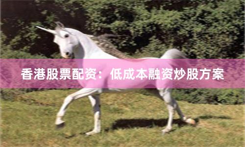 香港股票配资：低成本融资炒股方案